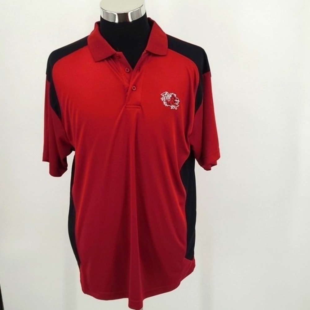 J. America South Carolina Gamecocks Polo Shirt Mens Large Red Black Mesh Sides